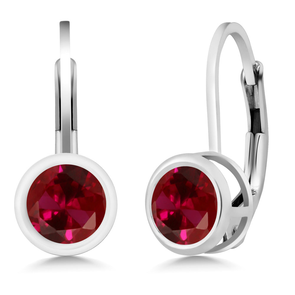 Created Ruby - July_Earrings in 925 Sterling Silver