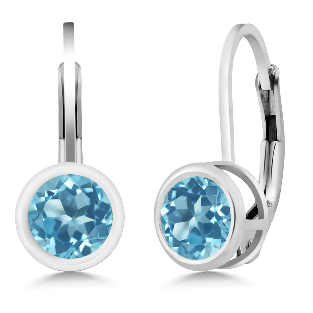 Swiss Blue Topaz - November_Earrings in 925 Sterling Silver