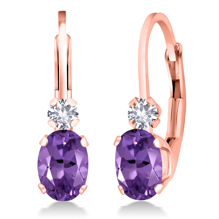 Amethyst - February_Earrings in 925 Rose Gold Plated Silver
