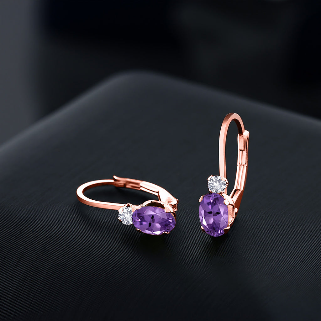Amethyst - February_Earrings in 925 Rose Gold Plated Silver