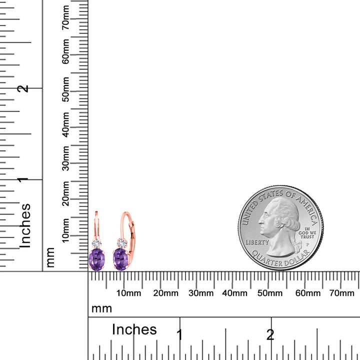 Amethyst - February_Earrings in 925 Rose Gold Plated Silver