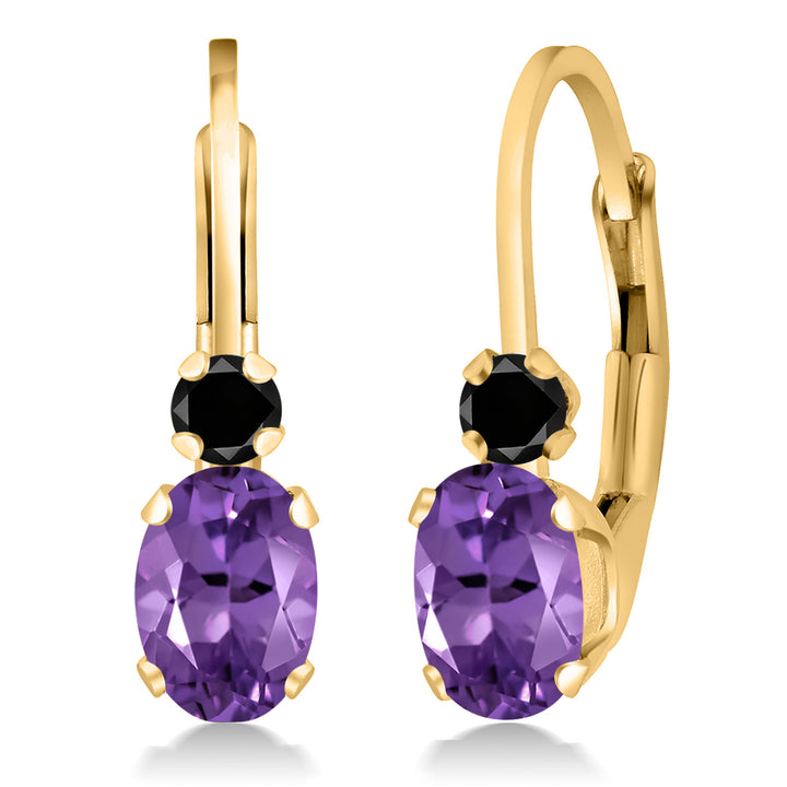 Amethyst - February_Earrings in 925 Yellow Gold Plated Silver