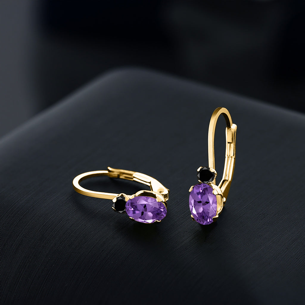 Amethyst - February_Earrings in 925 Yellow Gold Plated Silver