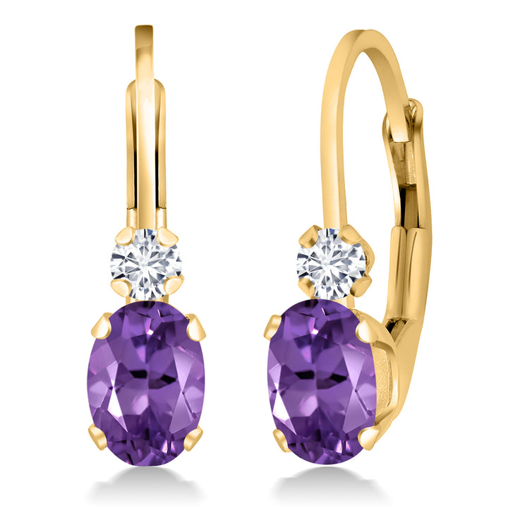 Amethyst - February_Earrings in 925 Yellow Gold Plated Silver