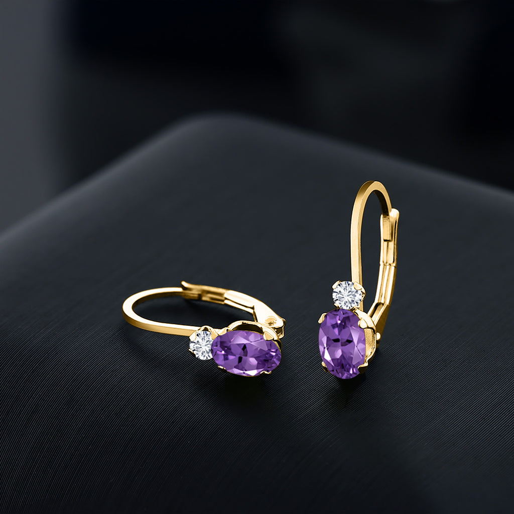 Amethyst - February_Earrings in 925 Yellow Gold Plated Silver