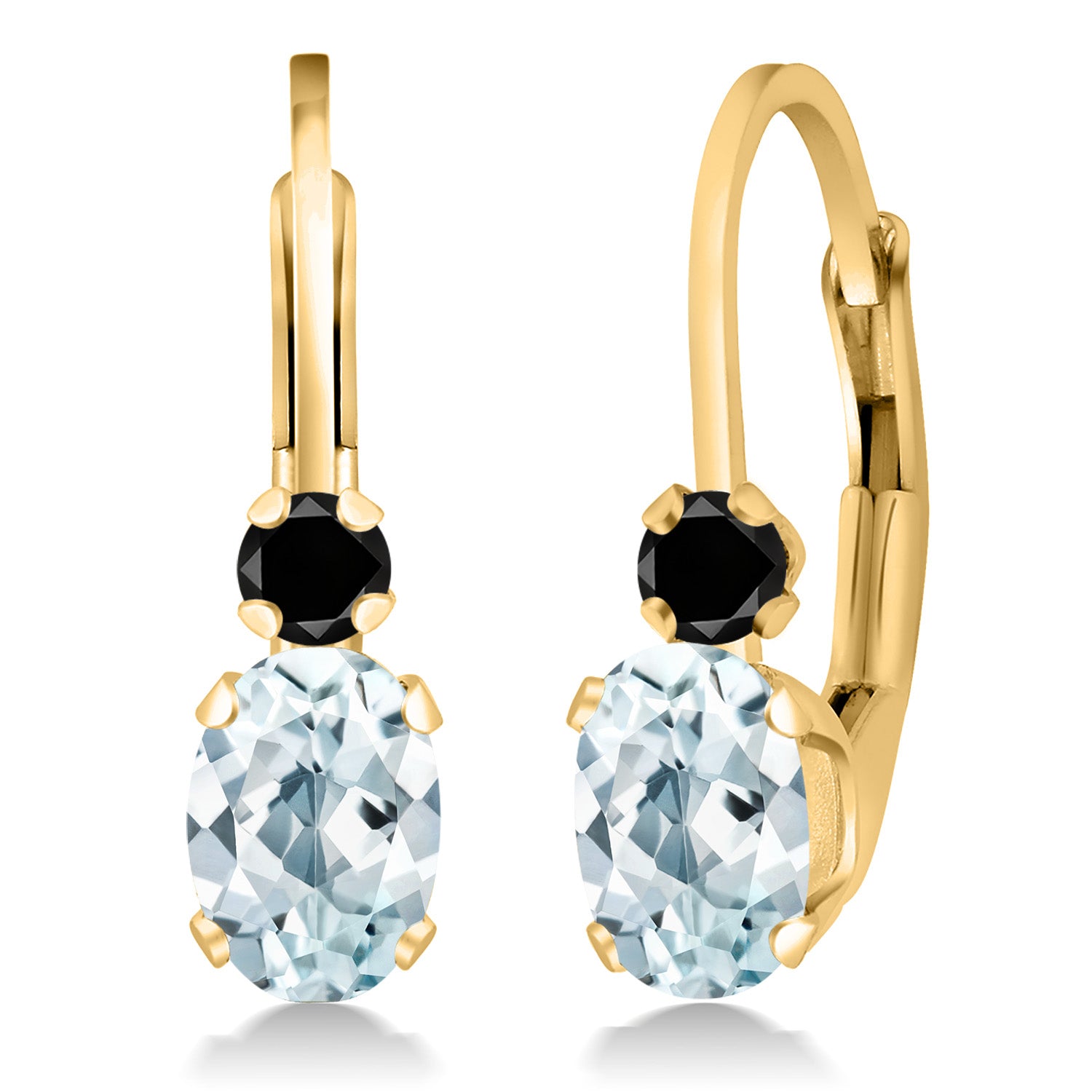 Aquamarine - March_Earrings in 925 Yellow Gold Plated Silver