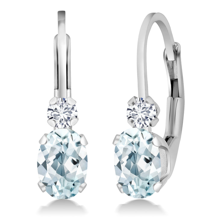 Aquamarine - March_Earrings in 925 Sterling Silver