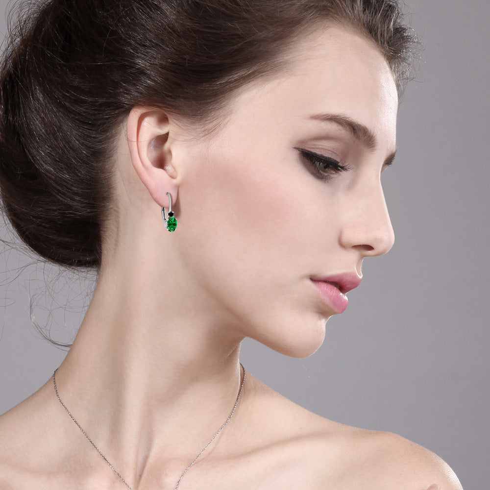 Created Emerald - May_Earrings in 925 Sterling Silver