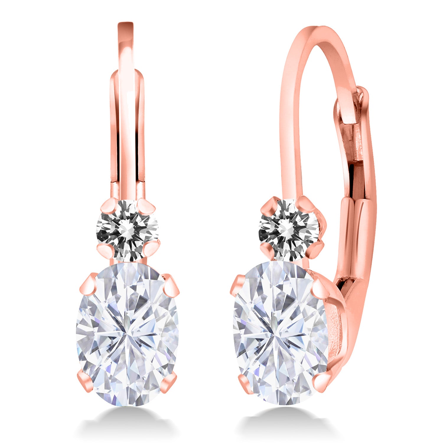 White Moissanite - April_Earrings in 925 Rose Gold Plated Silver