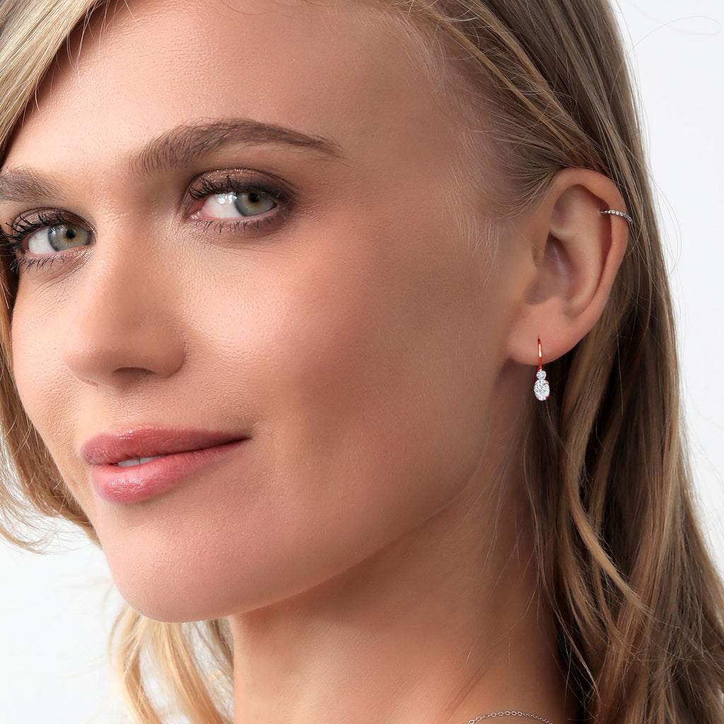 White Moissanite - April_Earrings in 925 Rose Gold Plated Silver