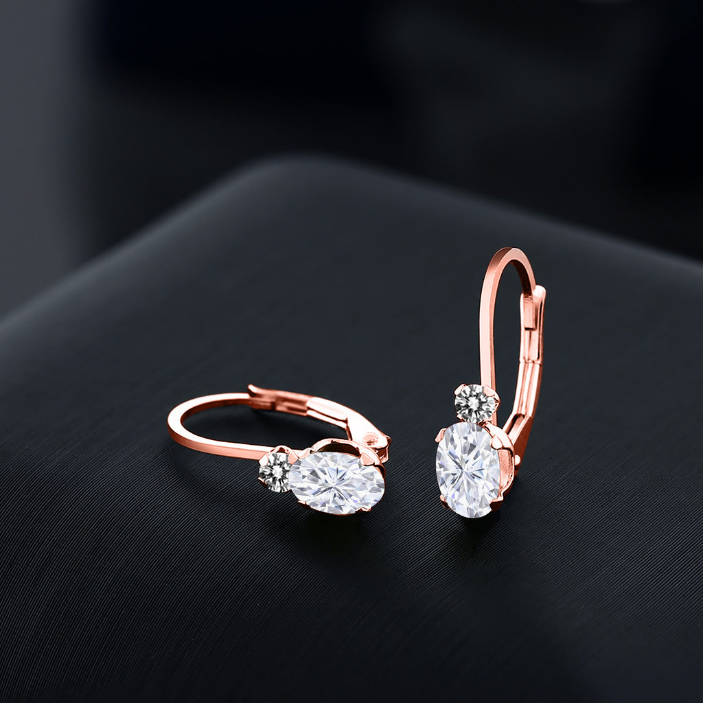 White Moissanite - April_Earrings in 925 Rose Gold Plated Silver