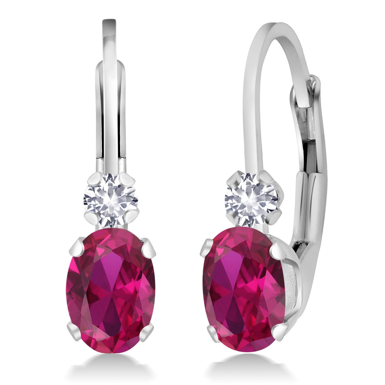 Created Ruby - July_Earrings in 925 Sterling Silver