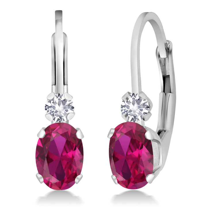 Created Ruby - July_Earrings in 925 Sterling Silver
