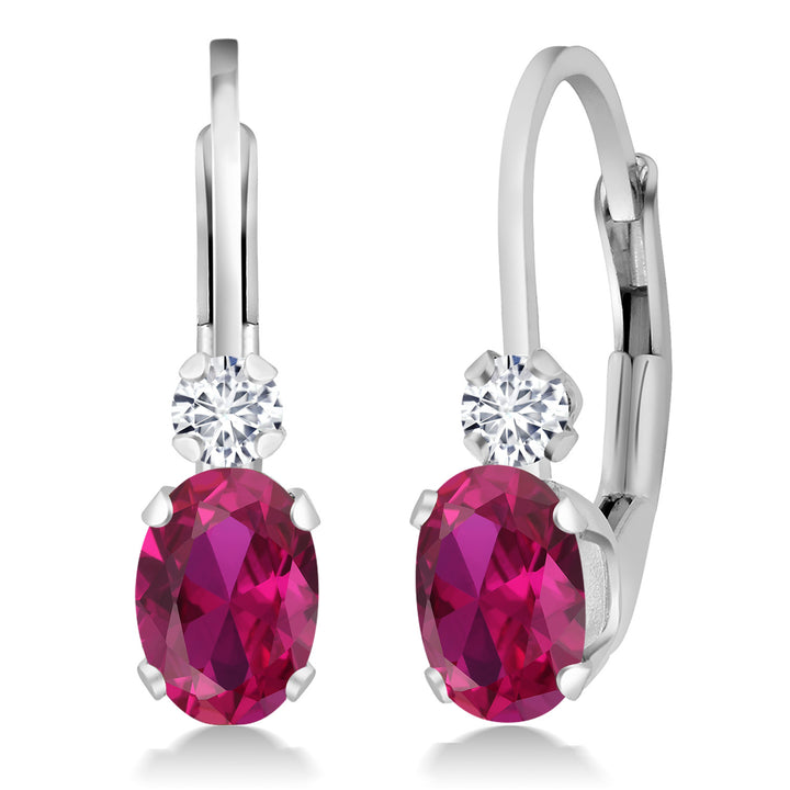 Created Ruby - July_Earrings in 925 Sterling Silver