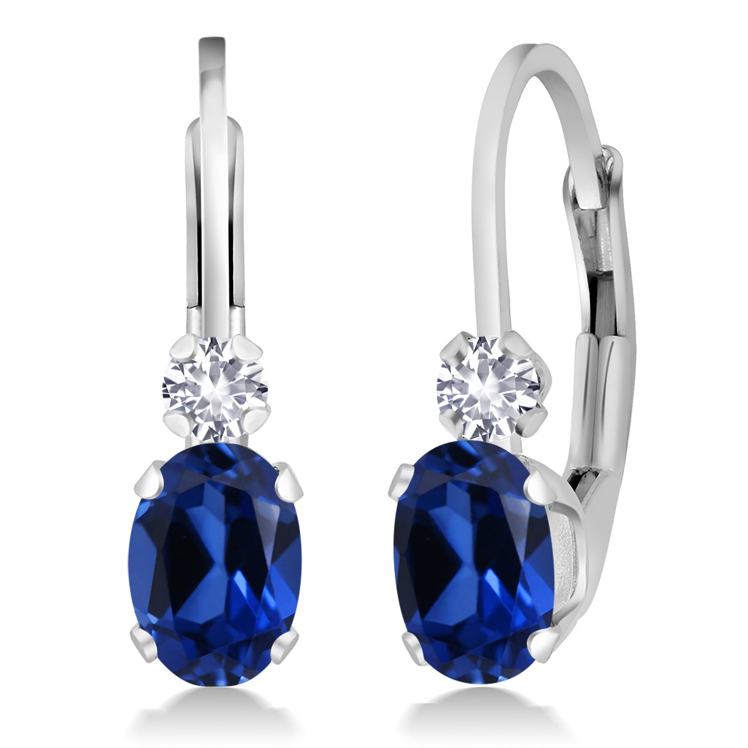 Blue Created Sapphire - September_Earrings in 925 Sterling Silver