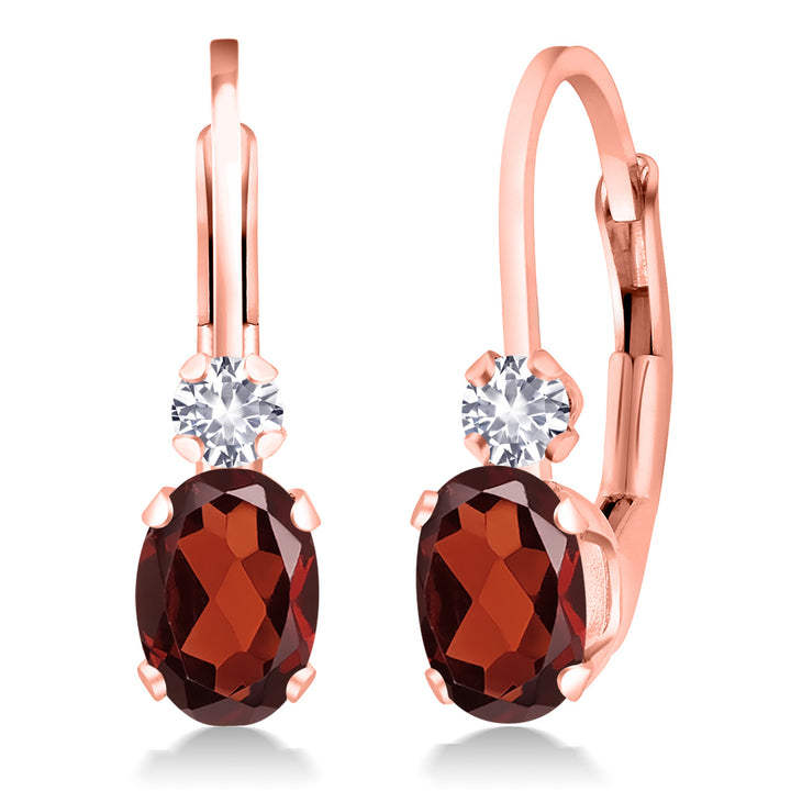 Garnet - January_Earrings in 925 Rose Gold Plated Silver