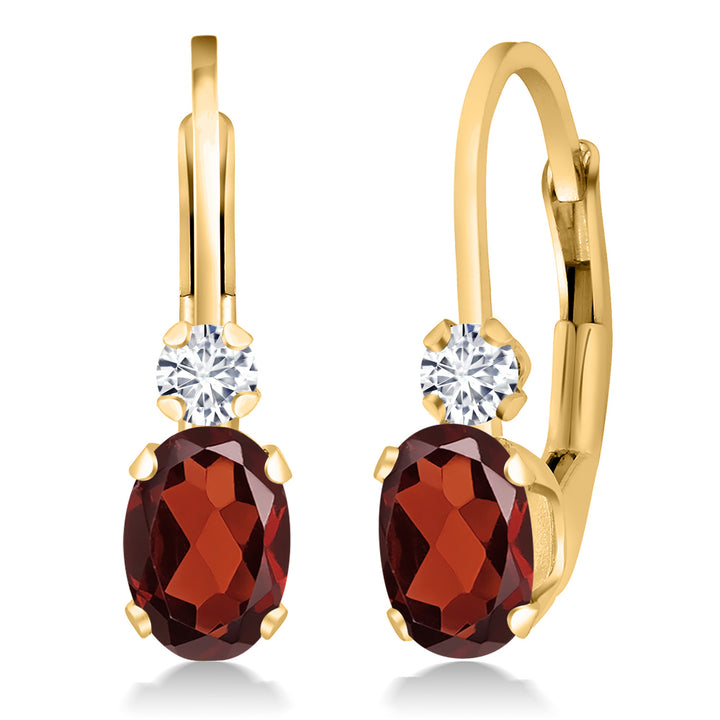 Garnet - January_Earrings in 925 Yellow Gold Plated Silver
