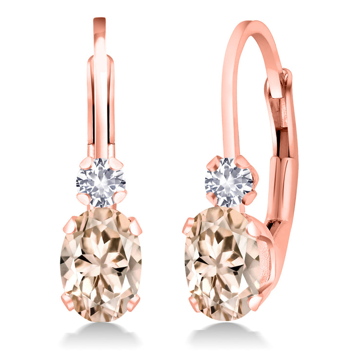 Morganite - October_Earrings in 925 Rose Gold Plated Silver