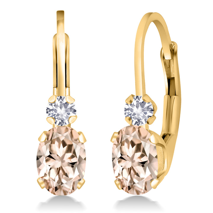 Morganite - October_Earrings in 925 Yellow Gold Plated Silver