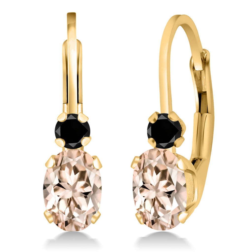 Morganite - October_Earrings in 925 Yellow Gold Plated Silver