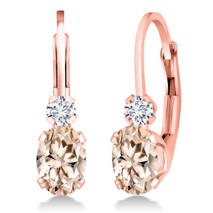 Morganite - October_Earrings in 925 Rose Gold Plated Silver
