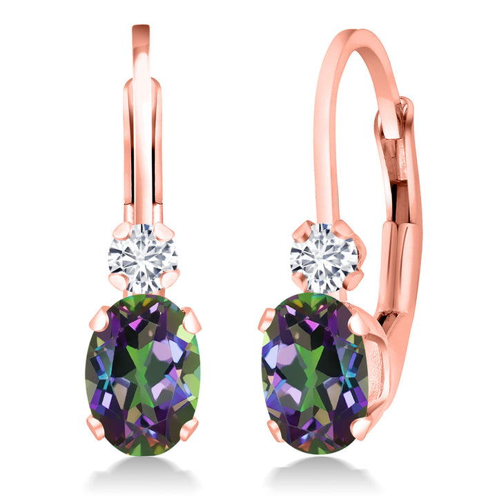 Green Mystic Topaz_Earrings in 925 Rose Gold Plated Silver