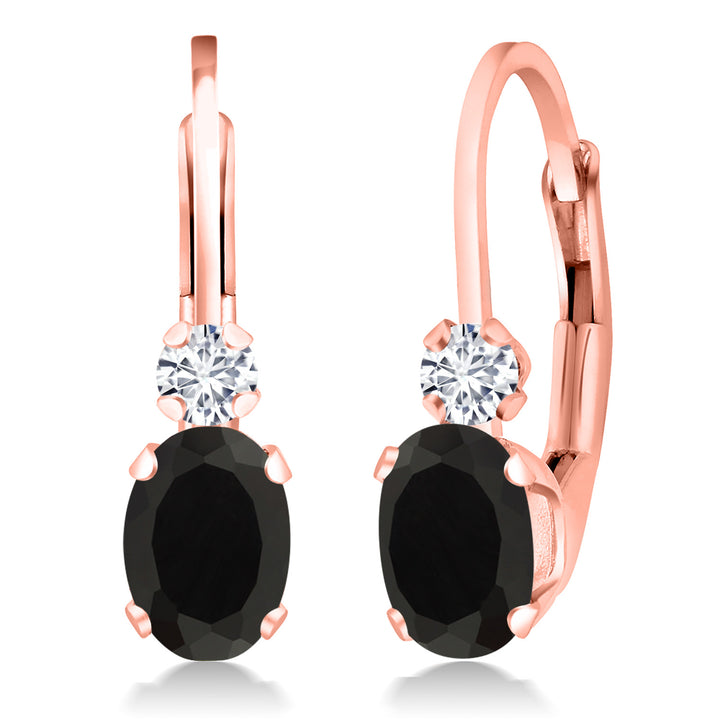 Onyx - December_Earrings in 925 Rose Gold Plated Silver