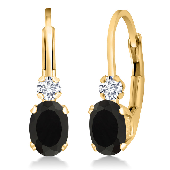 Onyx - December_Earrings in 925 Yellow Gold Plated Silver