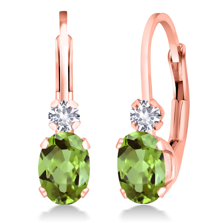 Peridot - August_Earrings in 925 Rose Gold Plated Silver