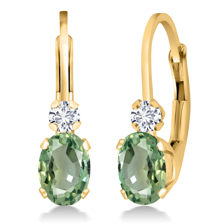 Green Sapphire - September_Earrings in 925 Yellow Gold Plated Silver