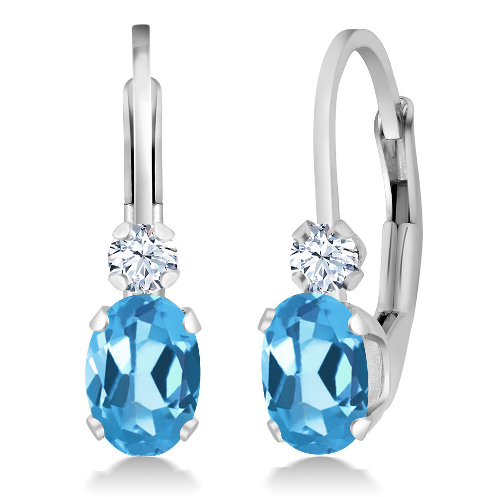 Swiss Blue Topaz - November_Earrings in 925 Sterling Silver