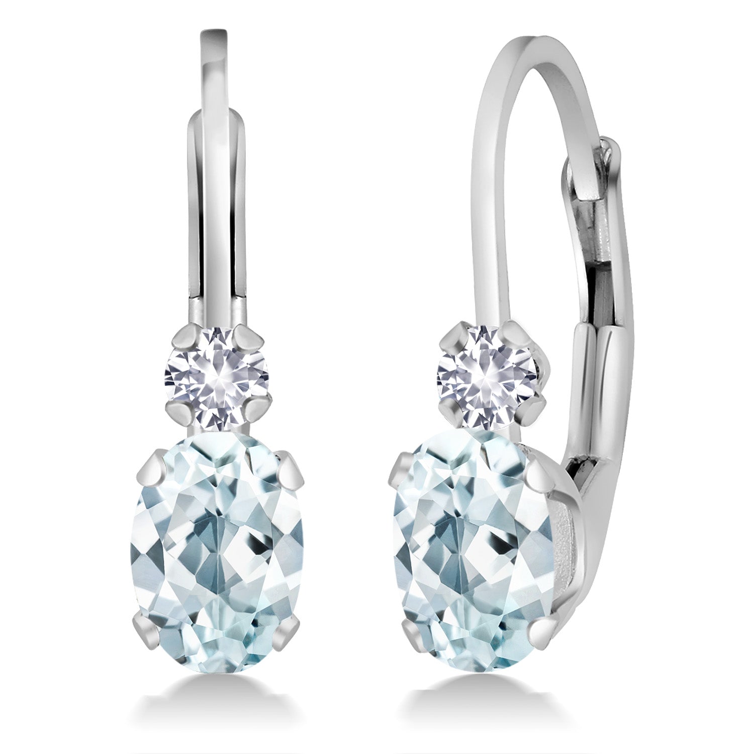 Sky Blue and White_Earrings in 14K White Gold