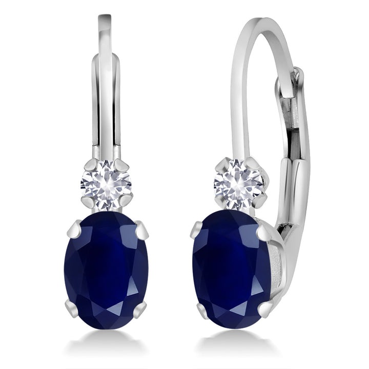 Blue Sapphire - September_Earrings in 14K White Gold