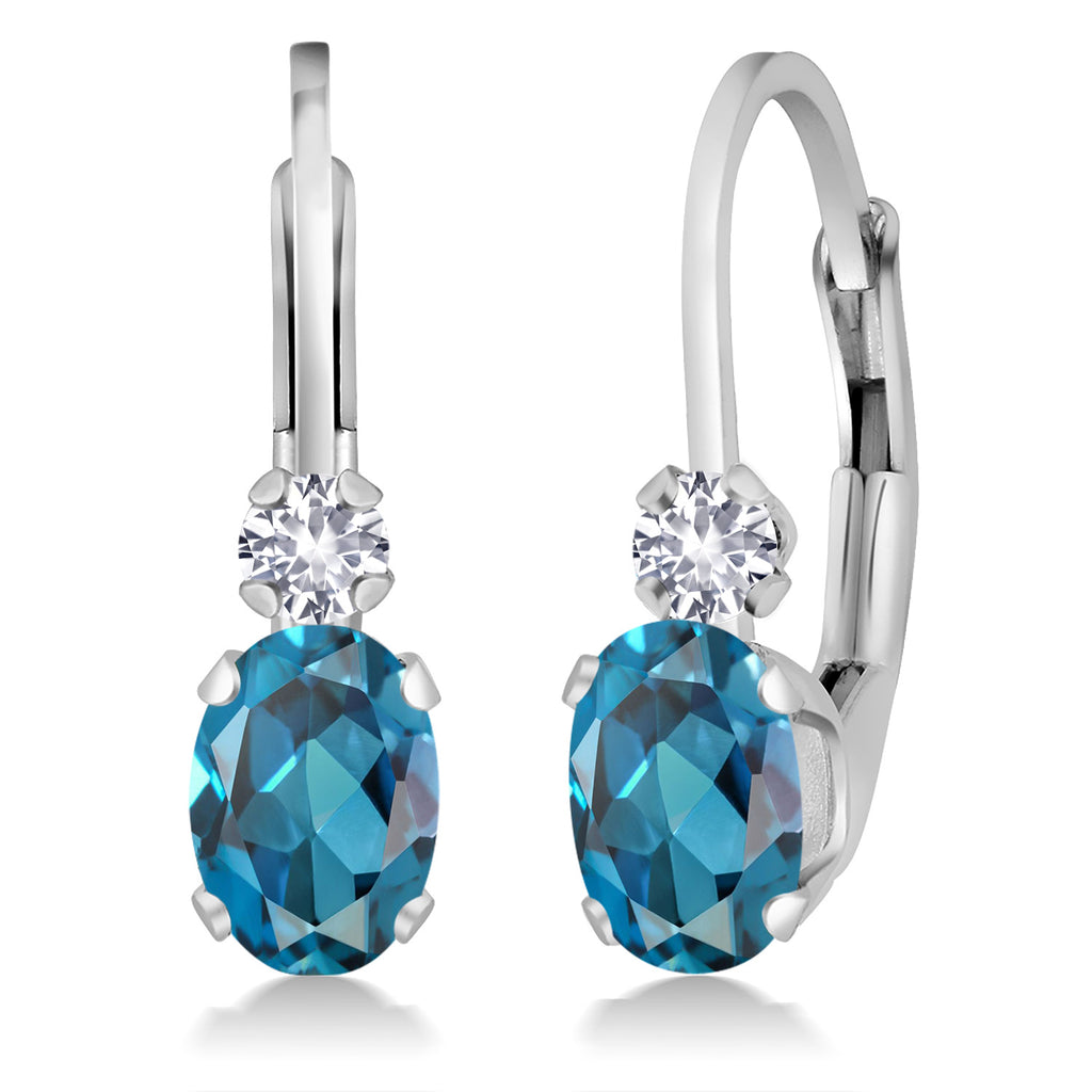 London Blue Topaz - November_Earrings in 14K White Gold