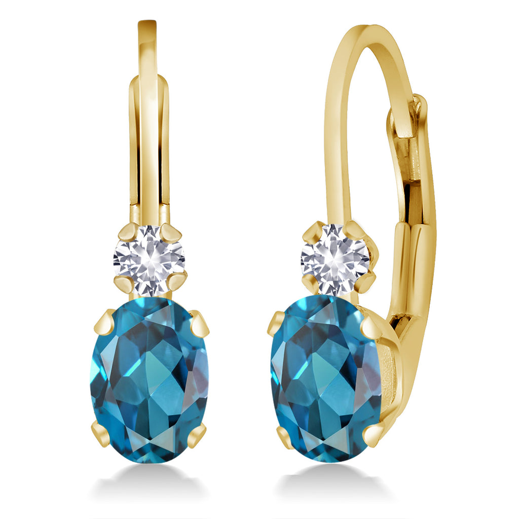London Blue Topaz - November_Earrings in 14K Yellow Gold