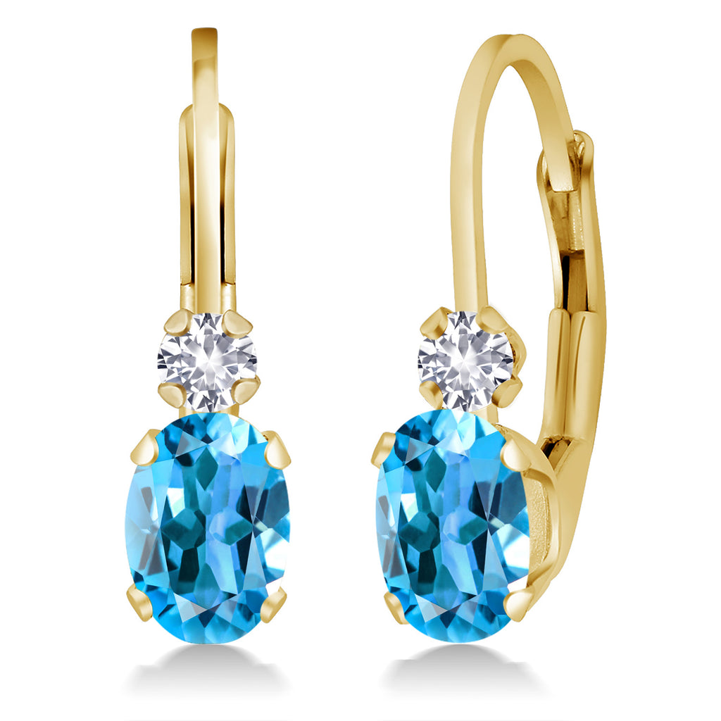 Swiss Blue Topaz - November_Earrings in 14K Yellow Gold