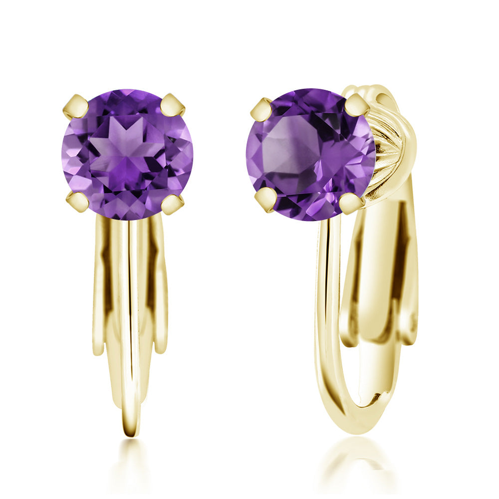 Amethyst - February_Earrings in 925 Yellow Gold Plated Silver