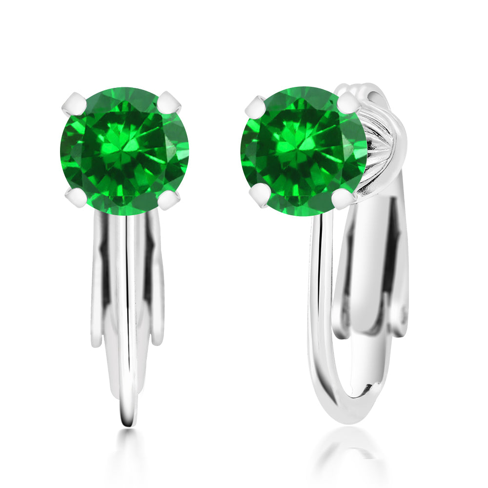 Created Emerald - May_Earrings in 925 Sterling Silver