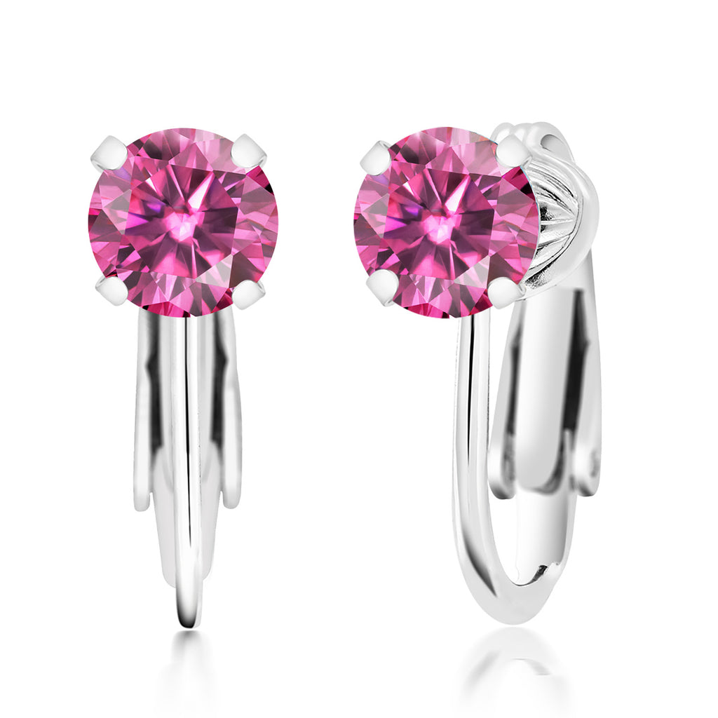 Pink Moissanite - April_Earrings in 925 Sterling Silver