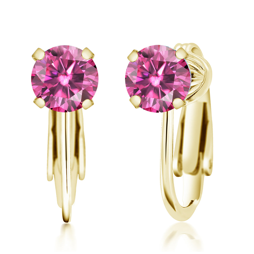Pink Moissanite - April_Earrings in 925 Yellow Gold Plated Silver