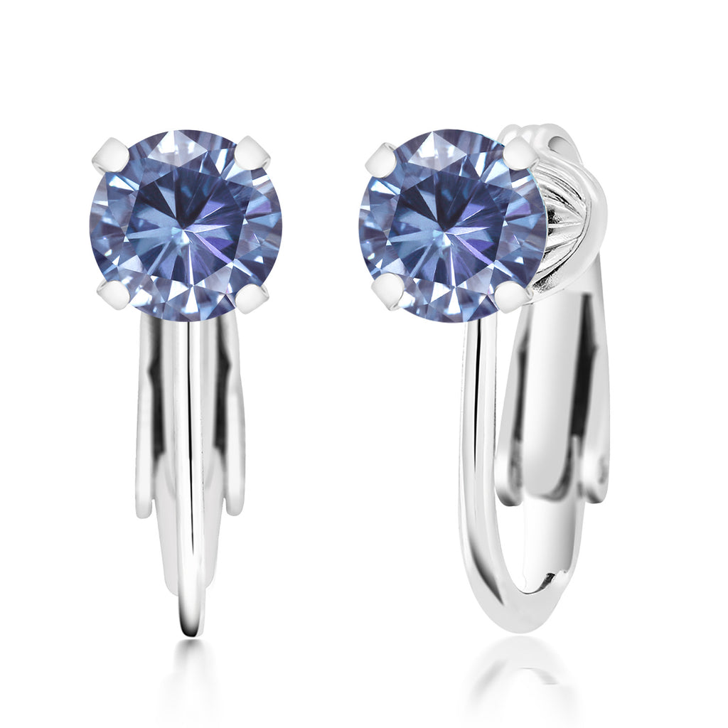 Persian Blue Moissanite - April_Earrings in 925 Sterling Silver