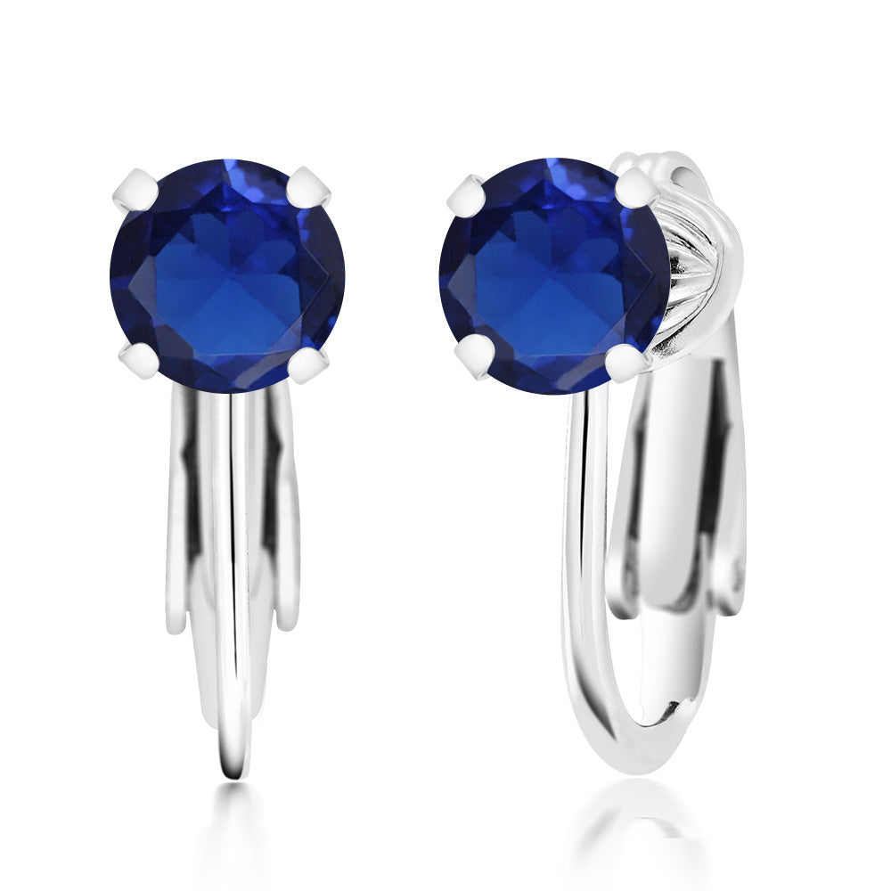 Blue Created Sapphire - September_Earrings in 925 Sterling Silver