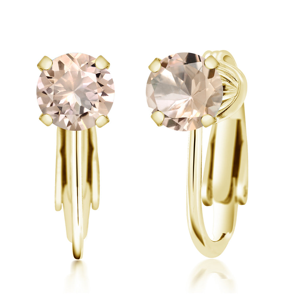 Morganite - October_Earrings in 925 Yellow Gold Plated Silver