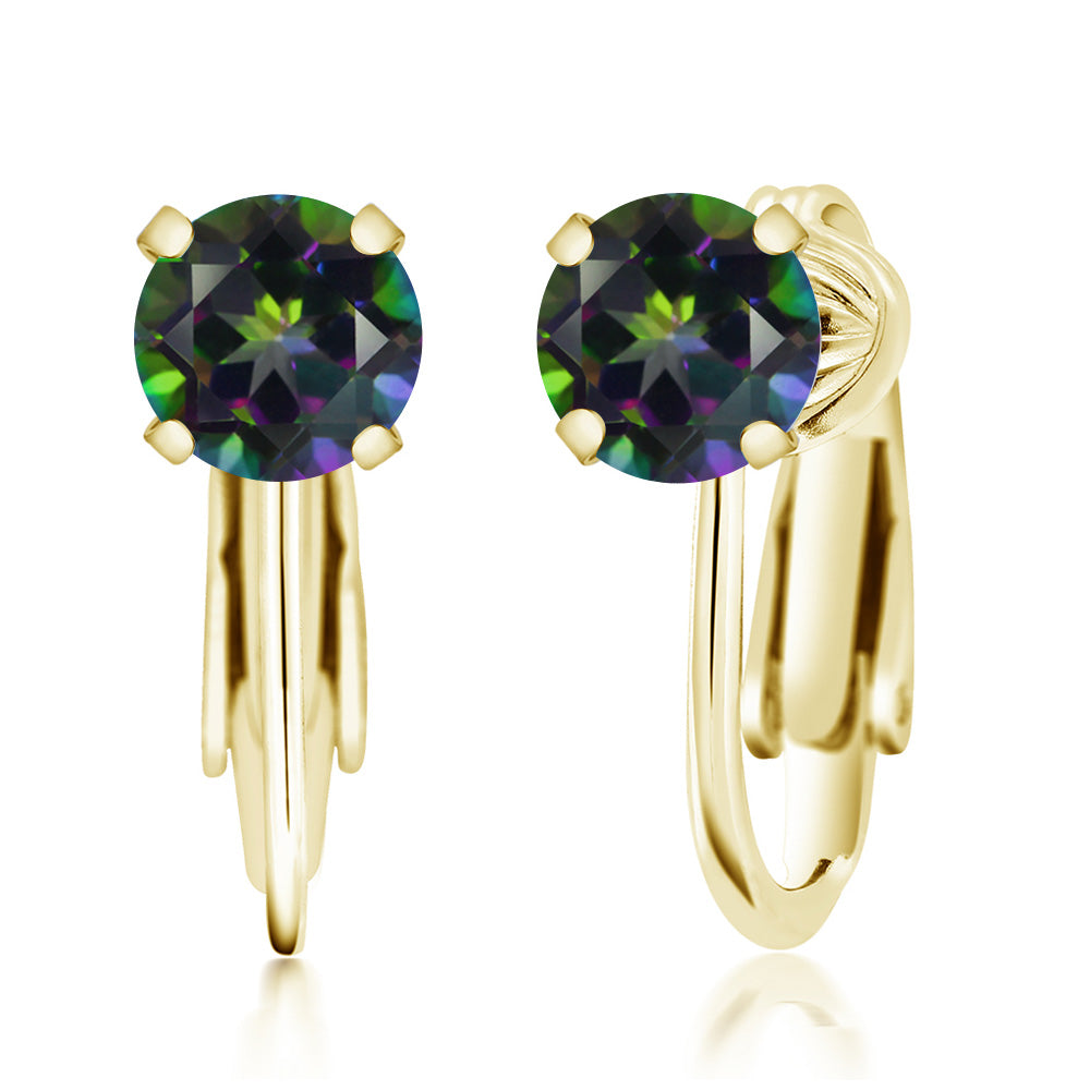 Green Mystic Topaz_Earrings in 925 Yellow Gold Plated Silver