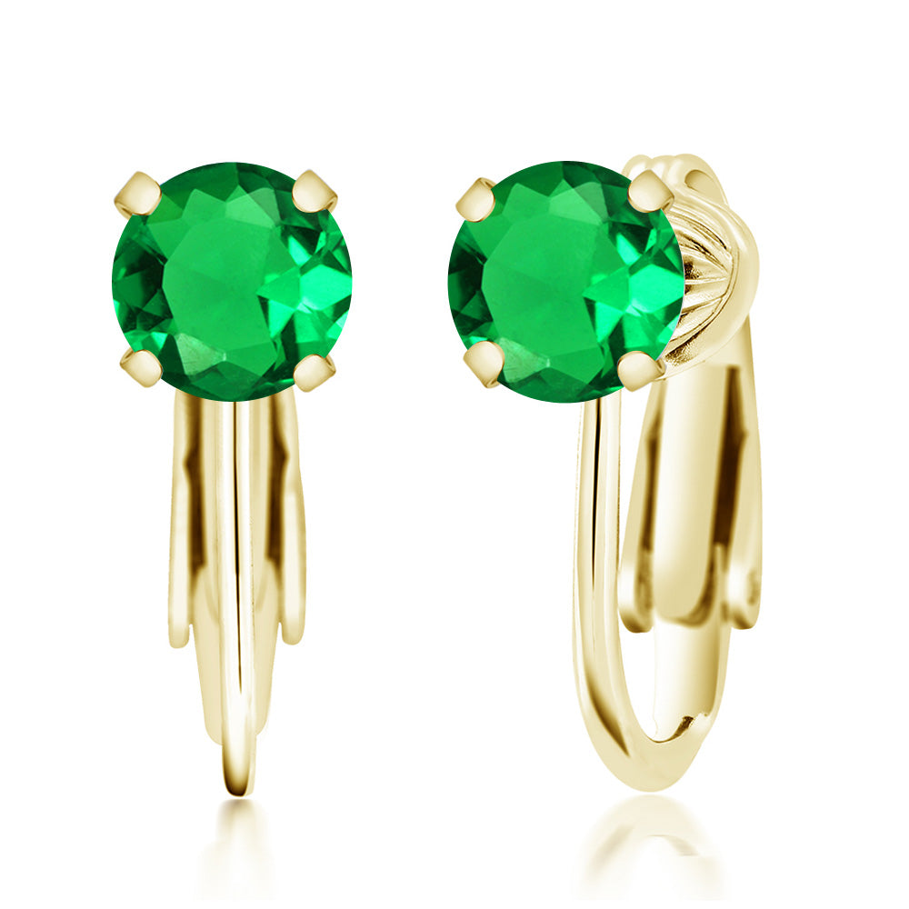 Nano Emerald - May_Earrings in 925 Yellow Gold Plated Silver