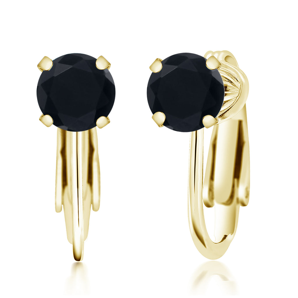 Onyx - December_Earrings in 925 Yellow Gold Plated Silver