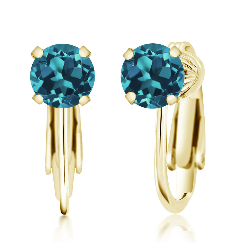 London Blue Topaz - November_Earrings in 925 Yellow Gold Plated Silver