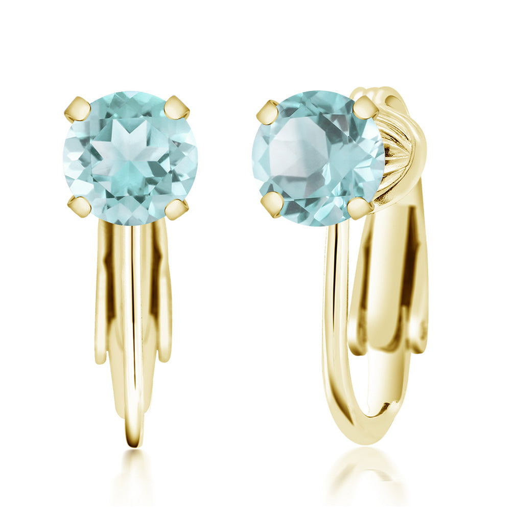 Sky Blue Topaz - November_Earrings in 925 Yellow Gold Plated Silver