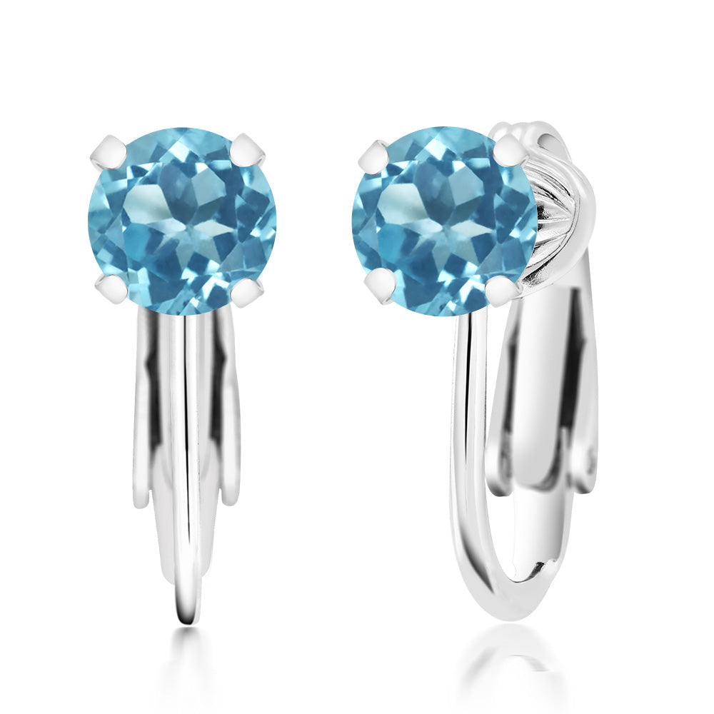 Swiss Blue Topaz - November_Earrings in 925 Sterling Silver