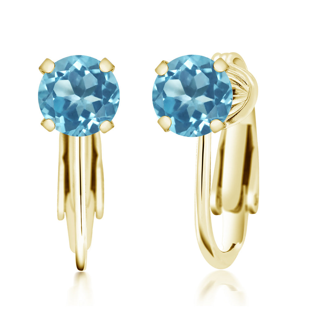 Swiss Blue Topaz - November_Earrings in 925 Yellow Gold Plated Silver